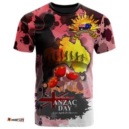 Amazing Aussie Australia Anzac Day Anzac Day"Lest We Forget" Color Drawing Patterns  T-shirt