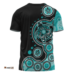 Amazing Aussie Australia Indigenous Turtle Aboriginal Dot Art Turquoise T-shirt