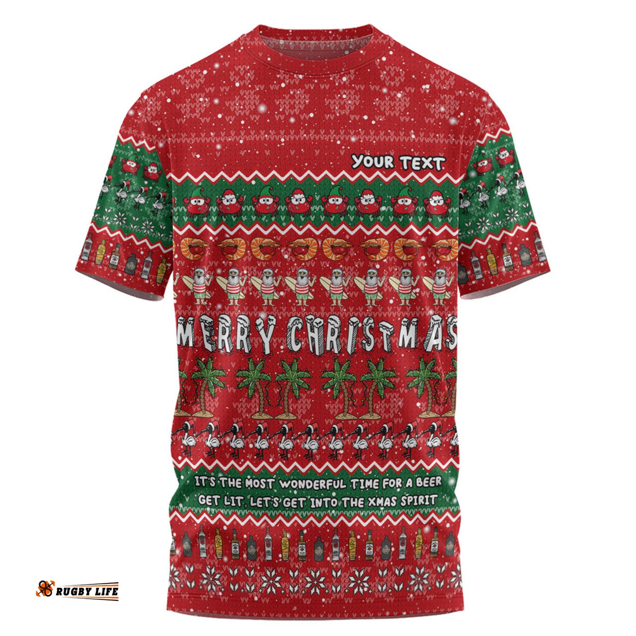 Amazing Aussie Australia Christmas Custom Aussie Ugly Christmas Let's Get Lit  T-shirt