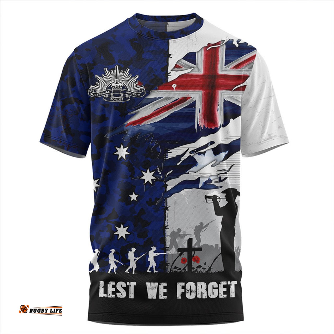 Amazing Aussie Australia Remembrance Day Lest We Forget Australian Military Tribute Blue T-shirt