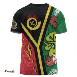 Amazing Aussie Australia South Sea Islanders Vanuatu Flag With Habiscus Flowers  T-shirt