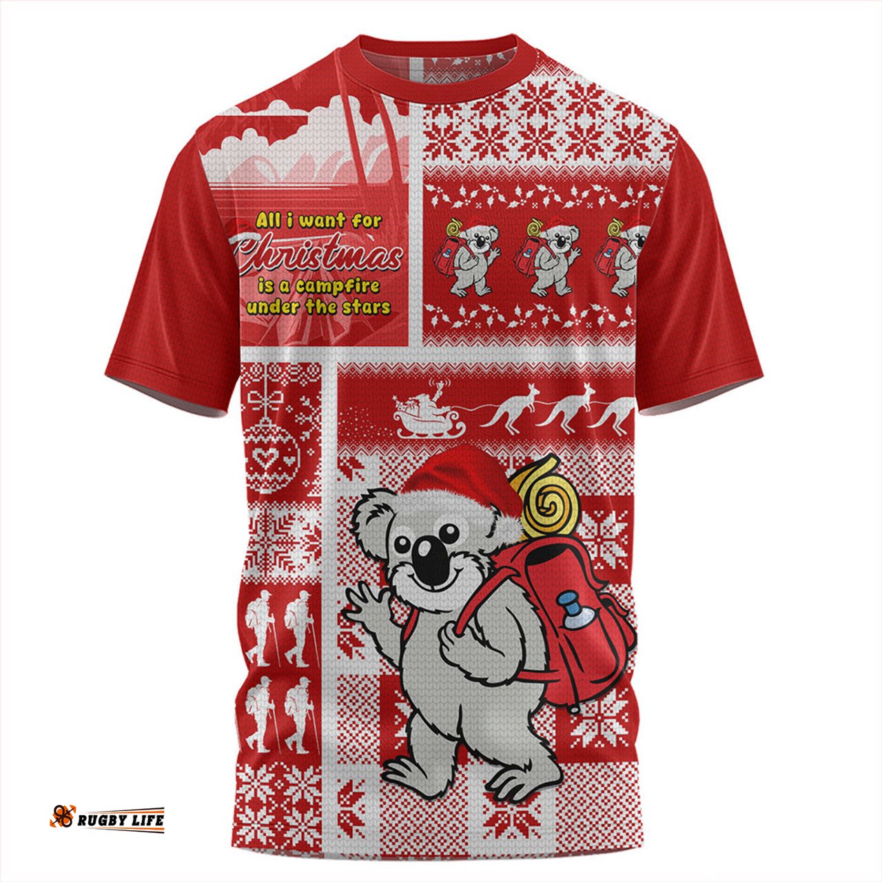 Amazing Aussie Australia Koala Wonderland Christmas Red T-shirt