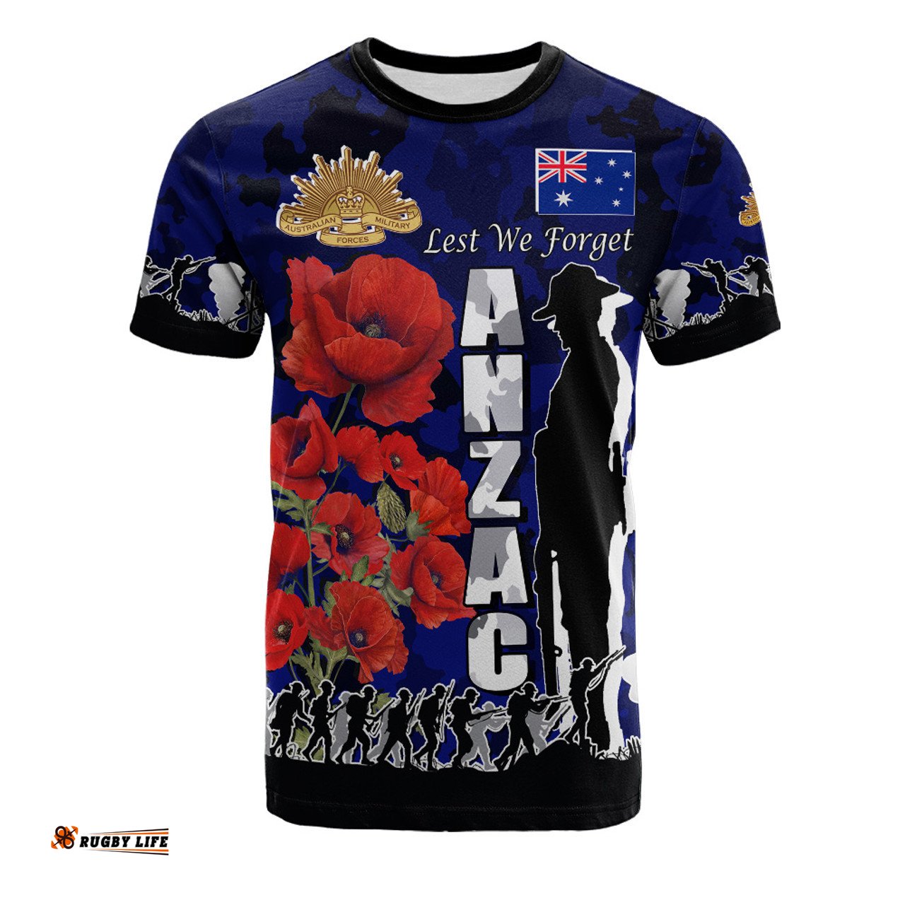 Amazing Aussie Australia Anzac Custom Anzac day Lest We Forget With Poppies And Camo Pattern  T-shirt