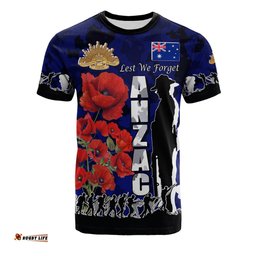 Amazing Aussie Australia Anzac Custom Anzac day Lest We Forget With Poppies And Camo Pattern  T-shirt