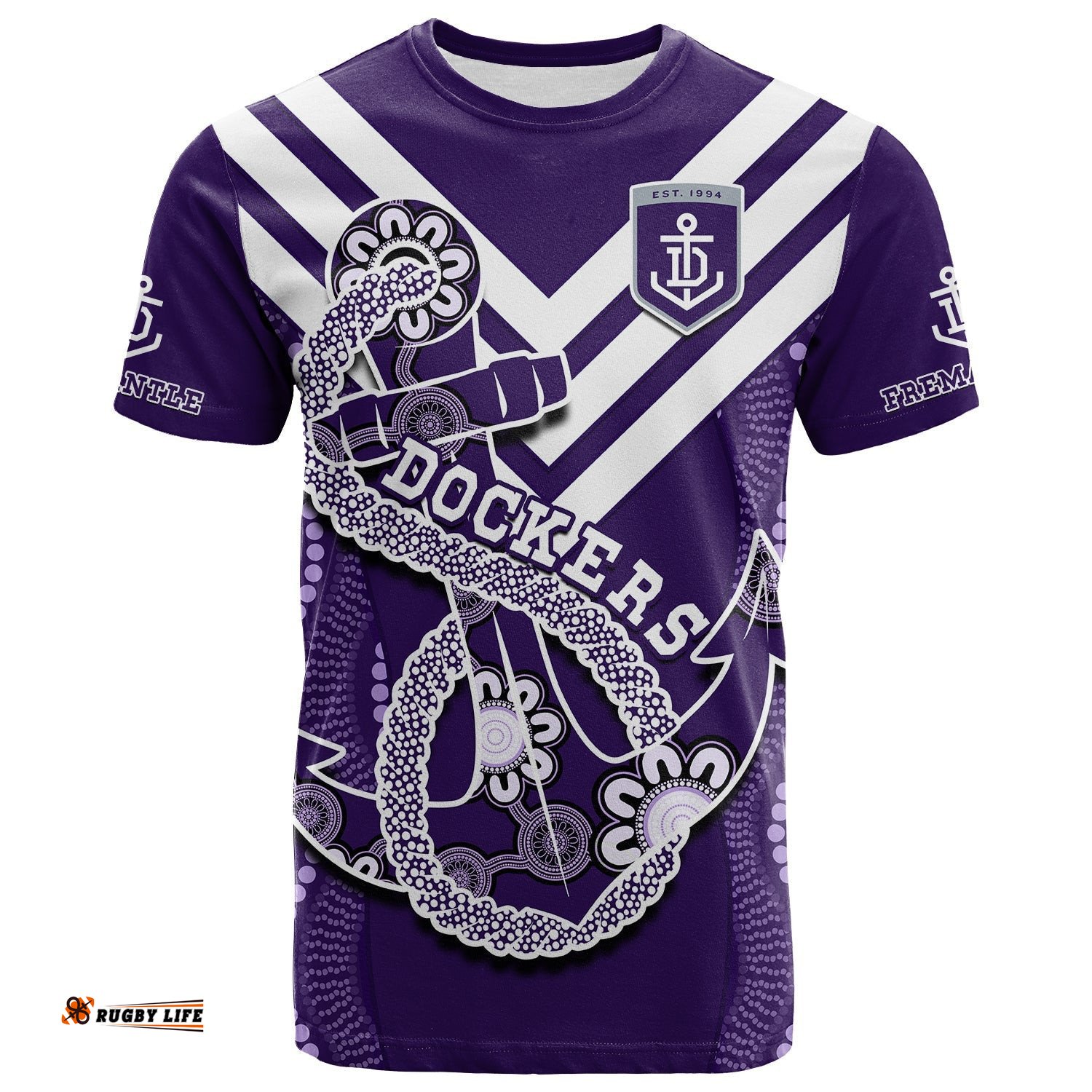 dockers football t shirt fremantle anchor mix aboriginal pattern dynamic style