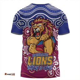 Amazing Aussie Brisbane Lions Aboriginal Inspired Tough Fan Football For Life T-shirt