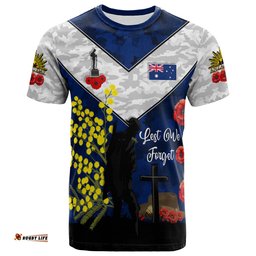Amazing Aussie Australia Anzac Day Poppies with Golden Wattle Flowers Lest We Forget T-shirt