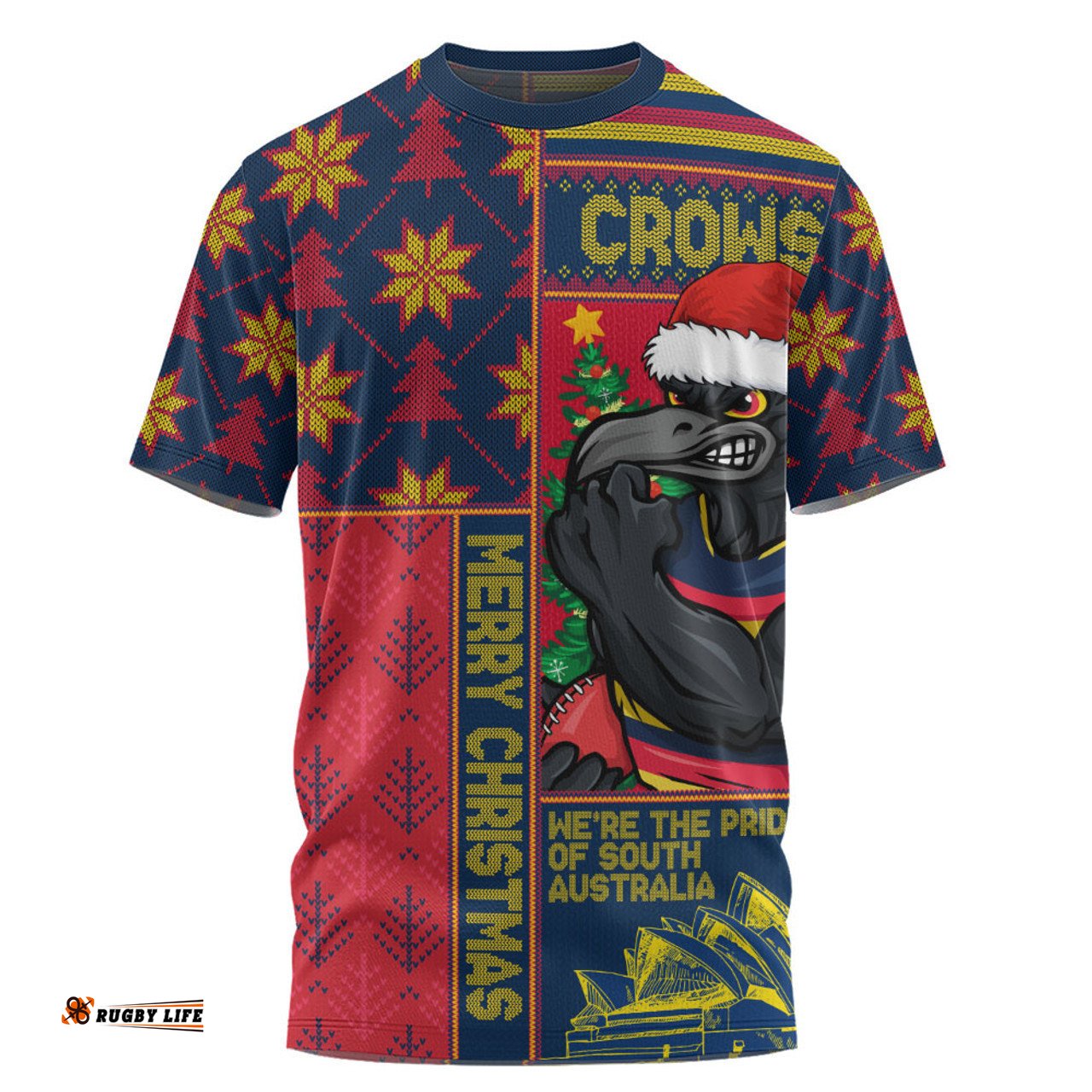 Amazing Aussie Adelaide Crows Merry Christmas Knit Style Festive Spirit T-shirt