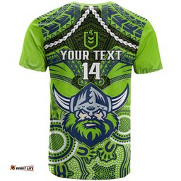personalised raiders rugby t shirt canberra 1981 aboriginal mix polynesian pattern