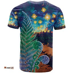 personalised new zealand matariki art star t shirt koru fern night starry sky