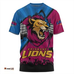 Amazing Aussie Brisbane Lions Breaking Through Fan Design T-shirt