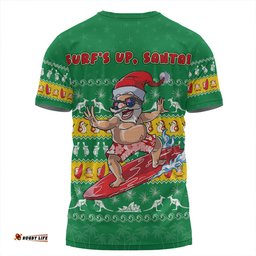 Amazing Aussie Australia Merry Christmas Mate Surf's Up Santa T-shirt