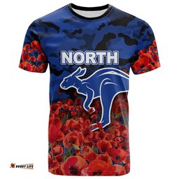 anzac day north t shirt poppy flowers with army patterns