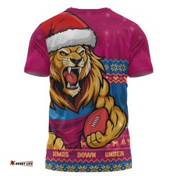 Amazing Aussie Brisbane Lions Merry Christmas Down Under Footy Power Style T-shirt