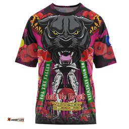 Amazing Aussie Penrith Panthers Anzac Custom T-Shirt - Remembrance Chocolate Soldiers Anzac Day With Poppy Flower