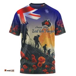 Amazing Aussie Australia Custom Anzac Day Soldiers With Australia Flag T-shirt