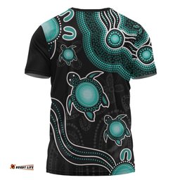 Amazing Aussie Australia Aboriginal Turtle Dreaming Journey Featuring Dot Art Turquoise T-shirt