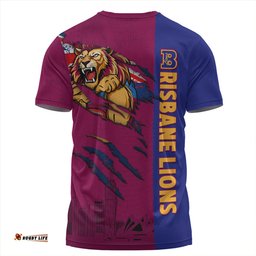 Amazing Aussie Brisbane Lions Burning Passion Of Power Scratch Style T-shirt