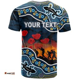 custom personalised anzac day nrl titans t shirt aboriginal lizard patterns