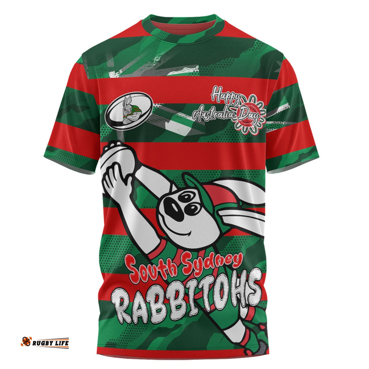 Amazing Aussie South Sydney Rabbitohs T-Shirt - Happy Australia Day We Are One And Free