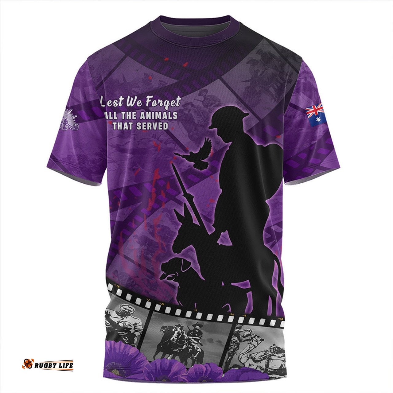 Amazing Aussie Australia Anzac Day Lest We Forget Historical Footage Of Animals T-shirt