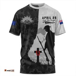 Amazing Aussie Australia Anzac Day Lest We Forget Black Grunge Style T-shirt