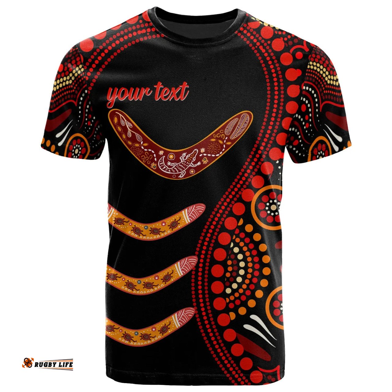 Amazing Aussie Australia Aboriginal Inspired Custom Aboriginal Inspired Boomerangs With Dot Painting Pattern T-shirt