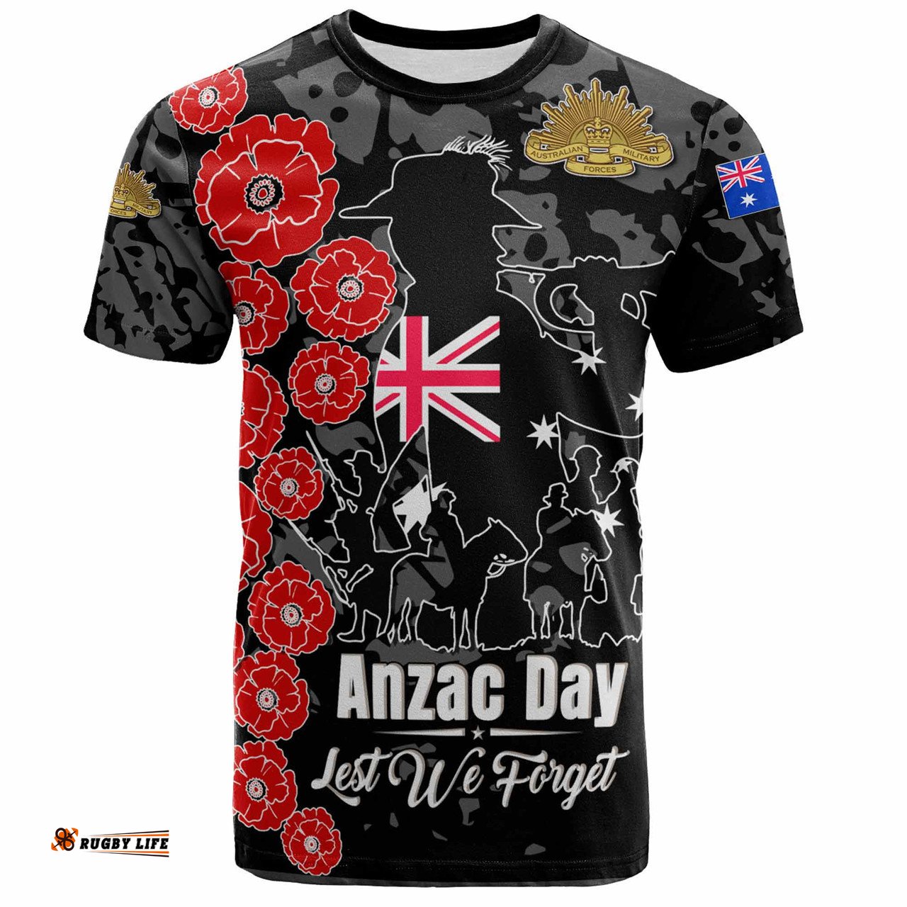 Amazing Aussie Australia Anzac Custom Lest We Forget Black Style  T-shirt