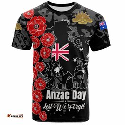 Amazing Aussie Australia Anzac Custom Lest We Forget Black Style  T-shirt