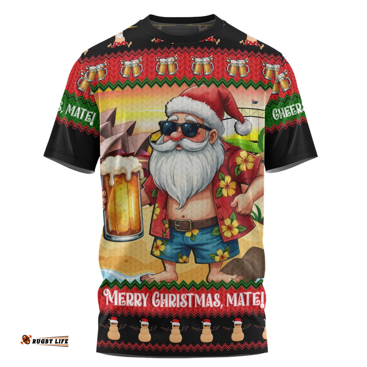 Amazing Aussie Australia Christmas Santa Beer Cheers Style T-shirt