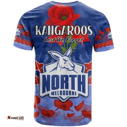 kangaroos football anzac t shirt lest we forget