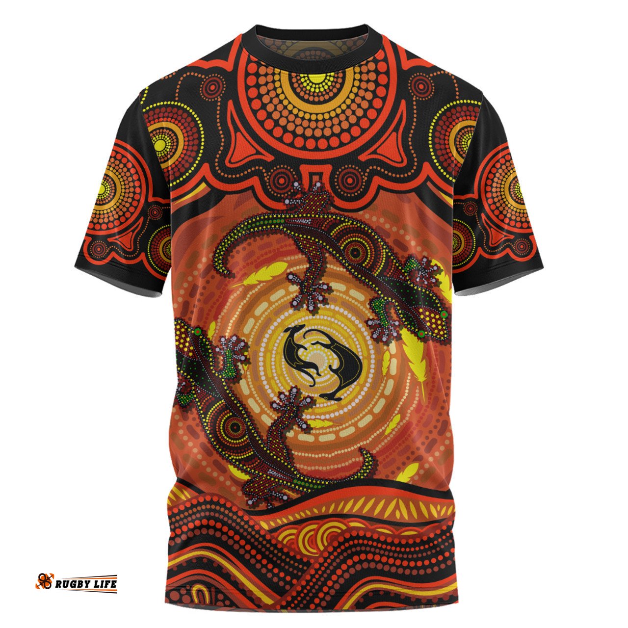 Amazing Aussie Indigenous Australian Aboriginal Gecko Dreaming Spirit Circle Edition T-shirt