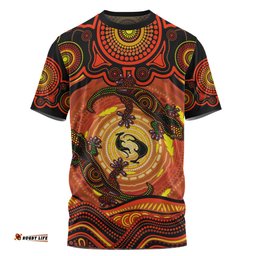 Amazing Aussie Indigenous Australian Aboriginal Gecko Dreaming Spirit Circle Edition T-shirt