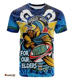 Amazing Aussie Gold Coast Titans Naidoc Week Custom Gold Coast Titans Naidoc Week For Our Elders Dot Art Style  T-shirt