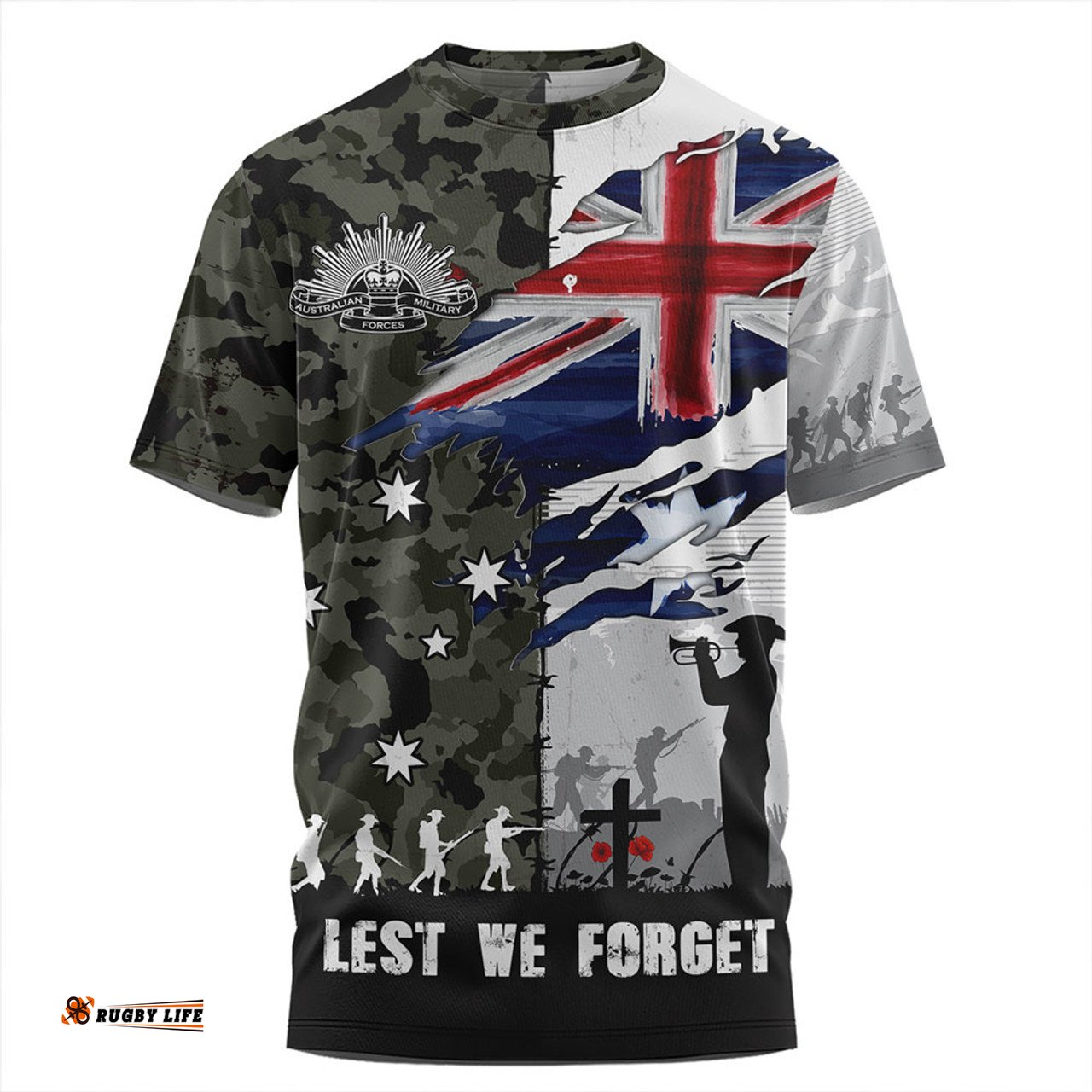 Amazing Aussie Australia Remembrance Day Lest We Forget Australian Military Tribute Green T-shirt