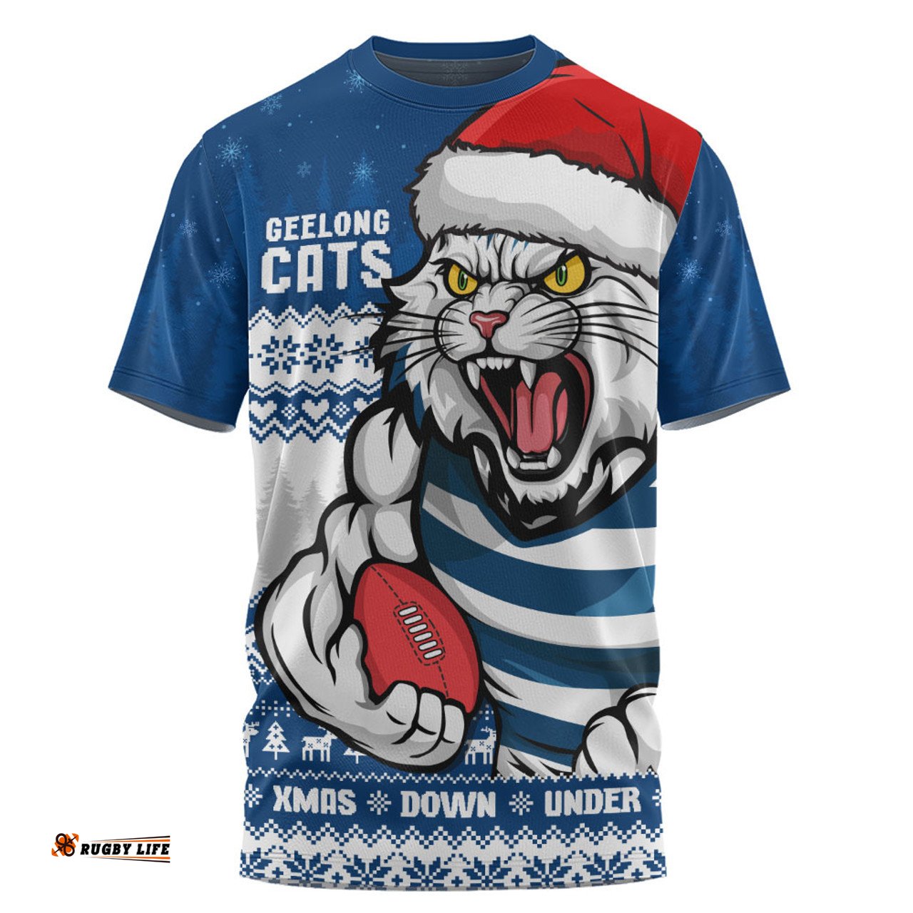 Amazing Aussie Geelong Cats Merry Christmas Down Under Footy Power Style T-shirt
