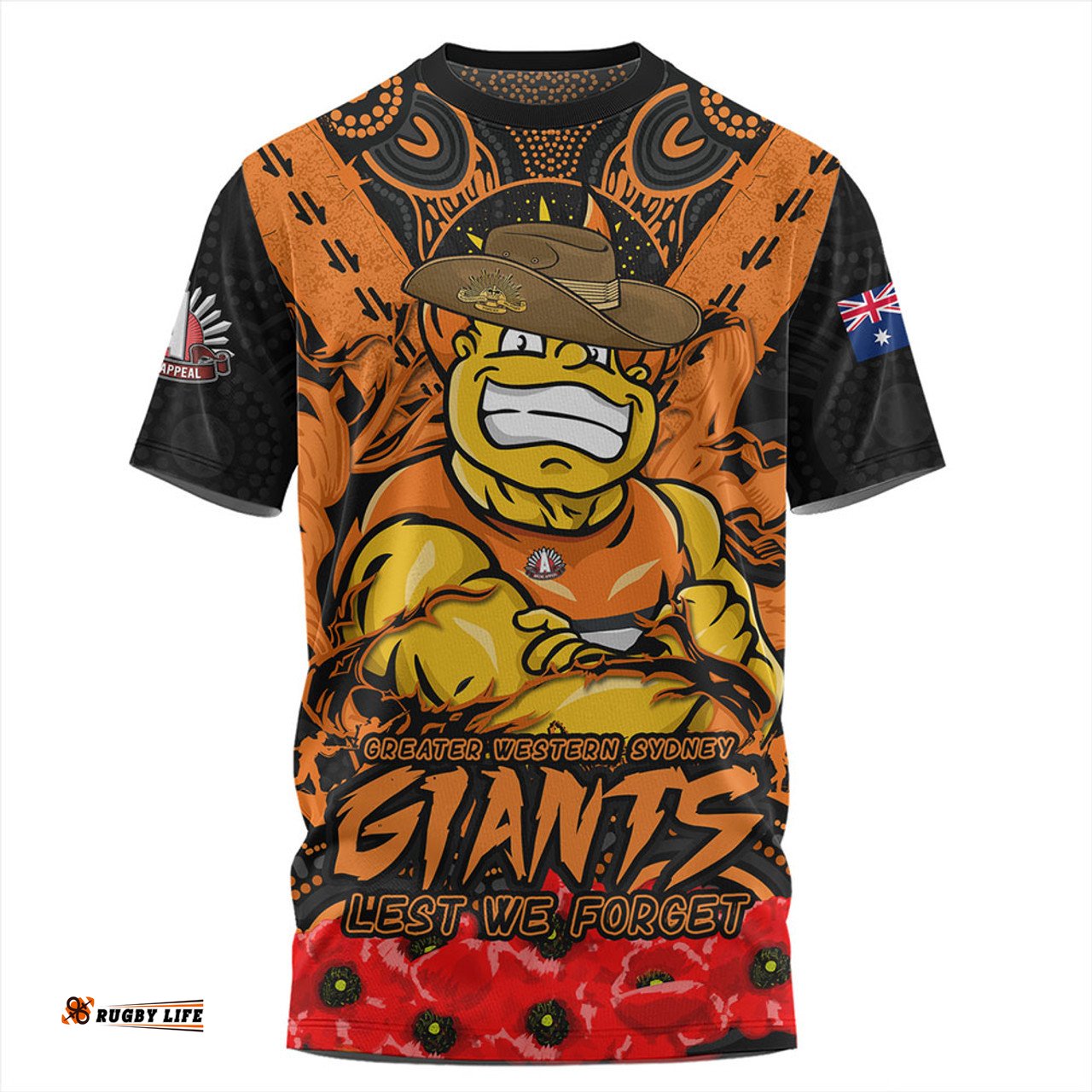 Amazing Aussie GWS GIANTS Ripped Legacy Of The Game The ANZAC Spirit Lives On T-shirt