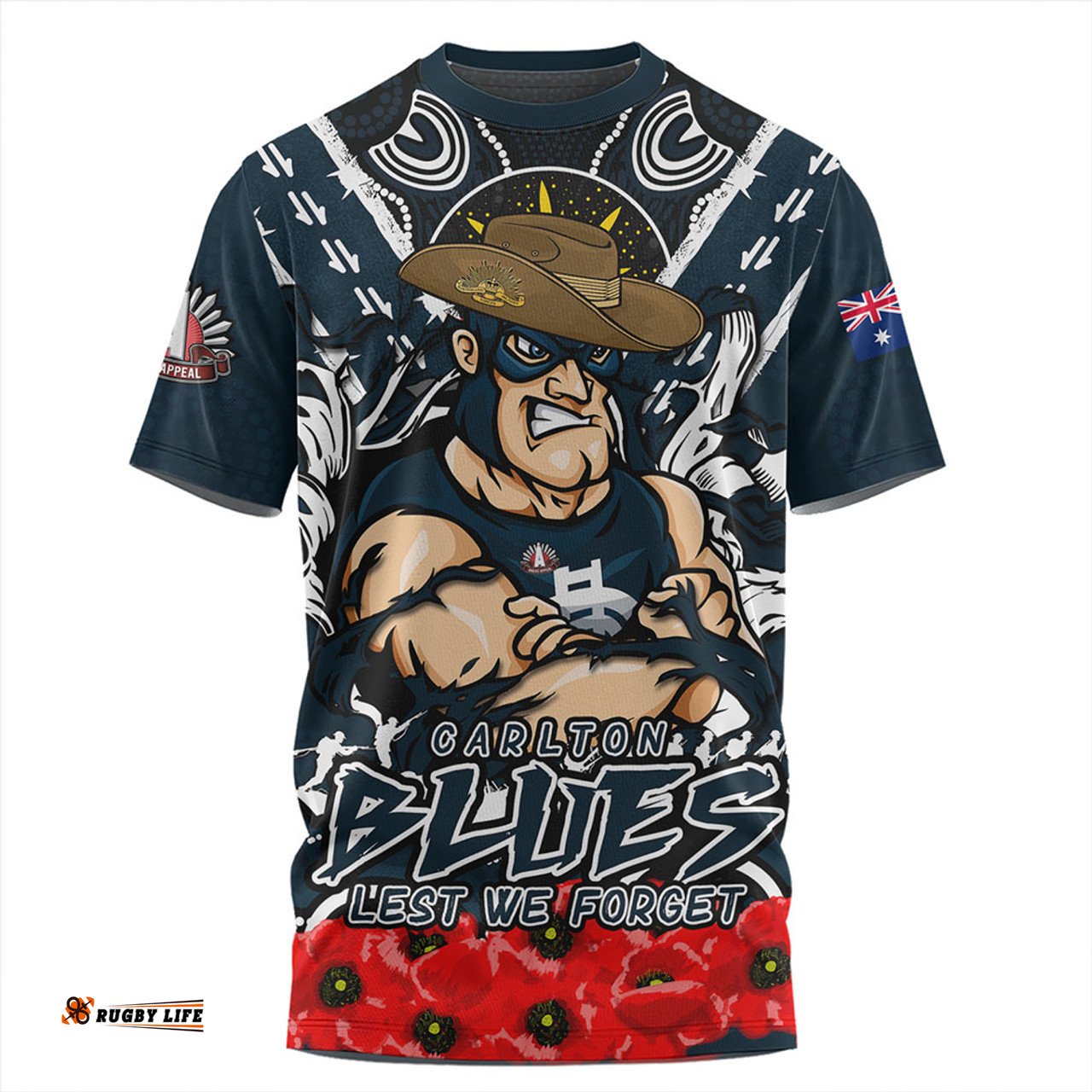 Amazing Aussie Carlton Ripped Legacy Of The Game The ANZAC Spirit Lives On T-shirt