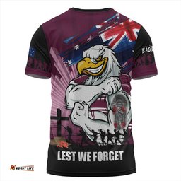 Amazing Aussie Manly Warringah Sea Eagles Fearless ANZAC Defender T-shirt