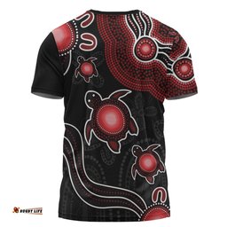 Amazing Aussie Australia Aboriginal Turtle Dreaming Journey Featuring Dot Art Red T-shirt
