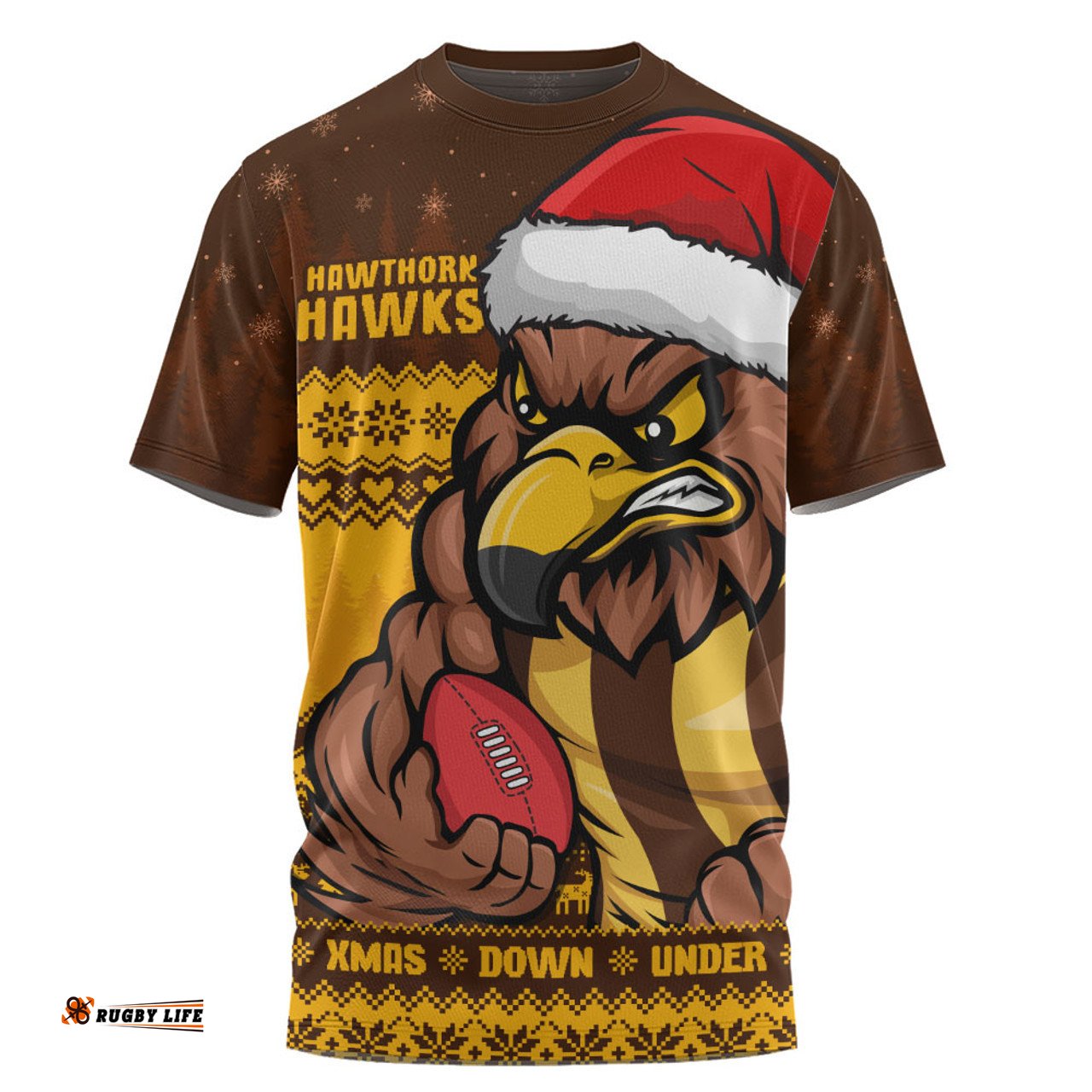 Amazing Aussie Hawthorn Merry Christmas Down Under Footy Power Style T-shirt