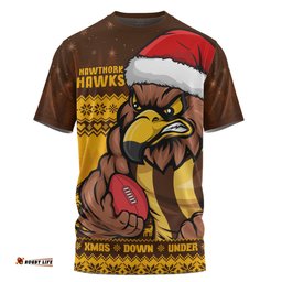 Amazing Aussie Hawthorn Merry Christmas Down Under Footy Power Style T-shirt