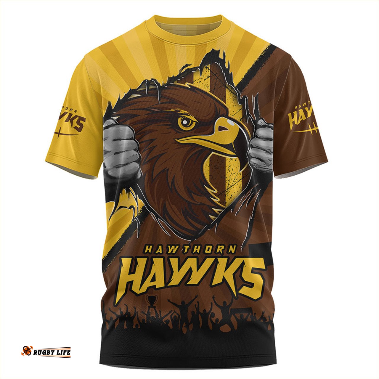 Amazing Aussie Hawthorn Breaking Through Fan Design T-shirt