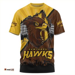 Amazing Aussie Hawthorn Breaking Through Fan Design T-shirt
