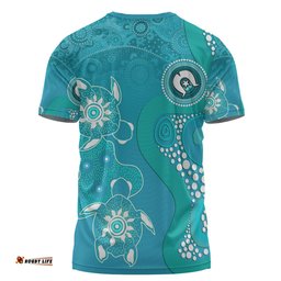 Amazing Aussie Australia Turtles Aboriginal Indigenous Dot Turtles In The Ocean (Turquoise)  T-shirt