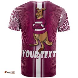 Amazing Aussie Maroons Rugby Custom Kangaroo Aboriginal Inspired Indigenous Sport Style  T-shirt