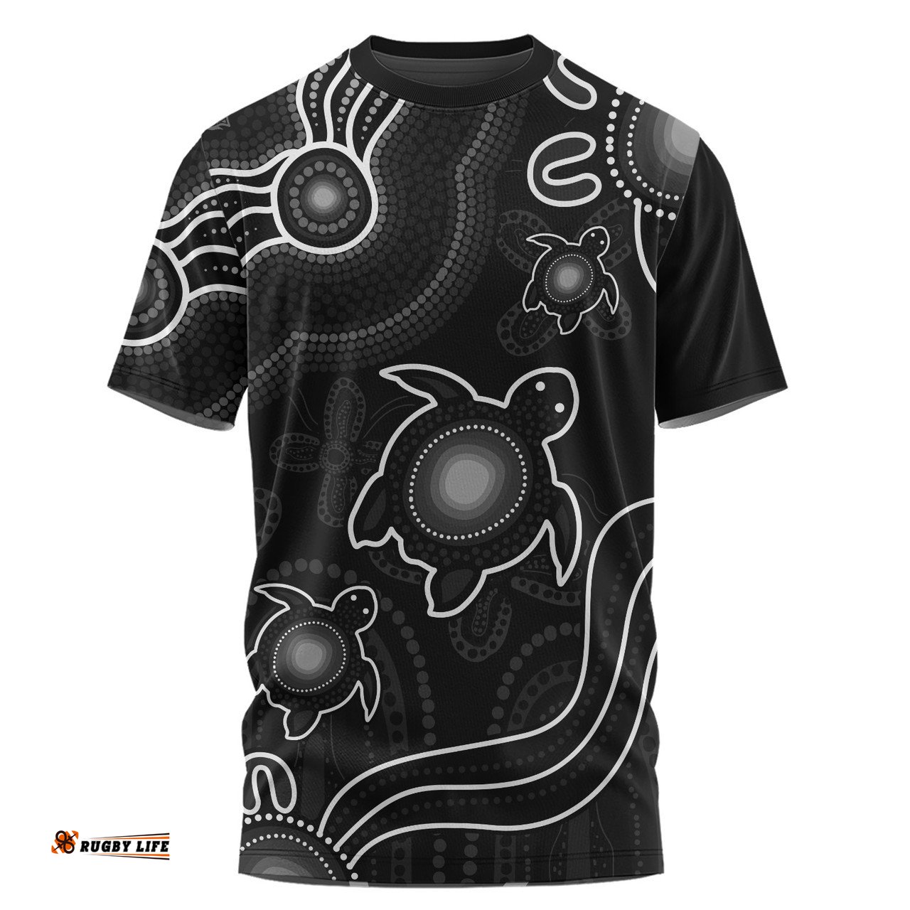 Amazing Aussie Australia Aboriginal Turtle Dreaming Journey Featuring Dot Art Black T-shirt