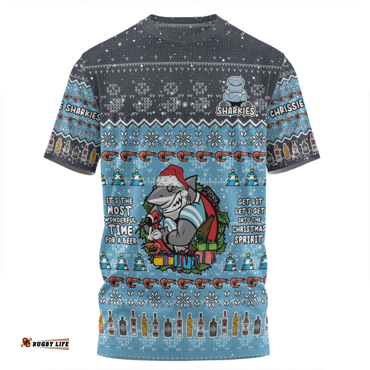 Amazing Aussie Cronulla Sutherland Sharks Christmas Custom Aussie Chrissie Spirit  T-shirt