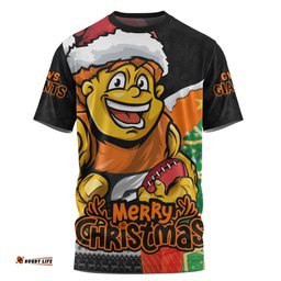Amazing Aussie GWS GIANTS Santa Scoring Touchdown On Christmas Game Day T-shirt