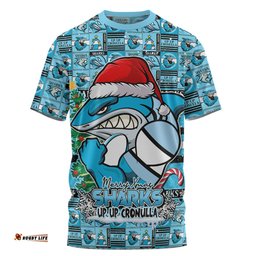 Amazing Aussie Cronulla Sutherland Sharks Merry Ugly Christmas Comic Style T-shirt